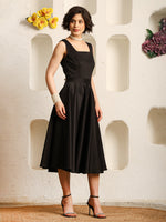 Load image into Gallery viewer, A-Line Midi Dress – Square Neck Sleeveless Fit & Flare Cocktail Dress