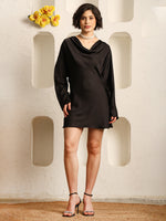 Load image into Gallery viewer, Cowl Neck Satin-Finish Party Mini Dress