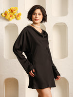 Load image into Gallery viewer, Cowl Neck Satin-Finish Party Mini Dress