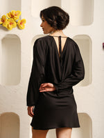 Load image into Gallery viewer, Cowl Neck Satin-Finish Party Mini Dress