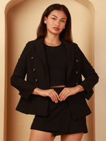 Load image into Gallery viewer, Black Double-Breasted Blazer 3-Piece Co-Ord Set by REBEL โ Co-ord Set, front view