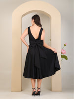 Load image into Gallery viewer, Black Square Neck Fit &amp; Flare Midi Dress by REBEL — Dress, detail view
