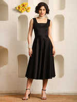 Load image into Gallery viewer, A-Line Midi Dress – Square Neck Sleeveless Fit &amp; Flare Cocktail Dress
