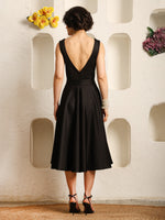 Load image into Gallery viewer, A-Line Midi Dress – Square Neck Sleeveless Fit &amp; Flare Cocktail Dress
