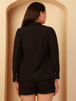 Load image into Gallery viewer, Black Double-Breasted Blazer 3-Piece Co-Ord Set by REBEL — Co-ord Set, styling view
