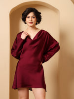 Load image into Gallery viewer, Cowl Neck Satin-Finish Party Mini Dress
