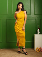 Load image into Gallery viewer, One Shoulder Yellow Dress
